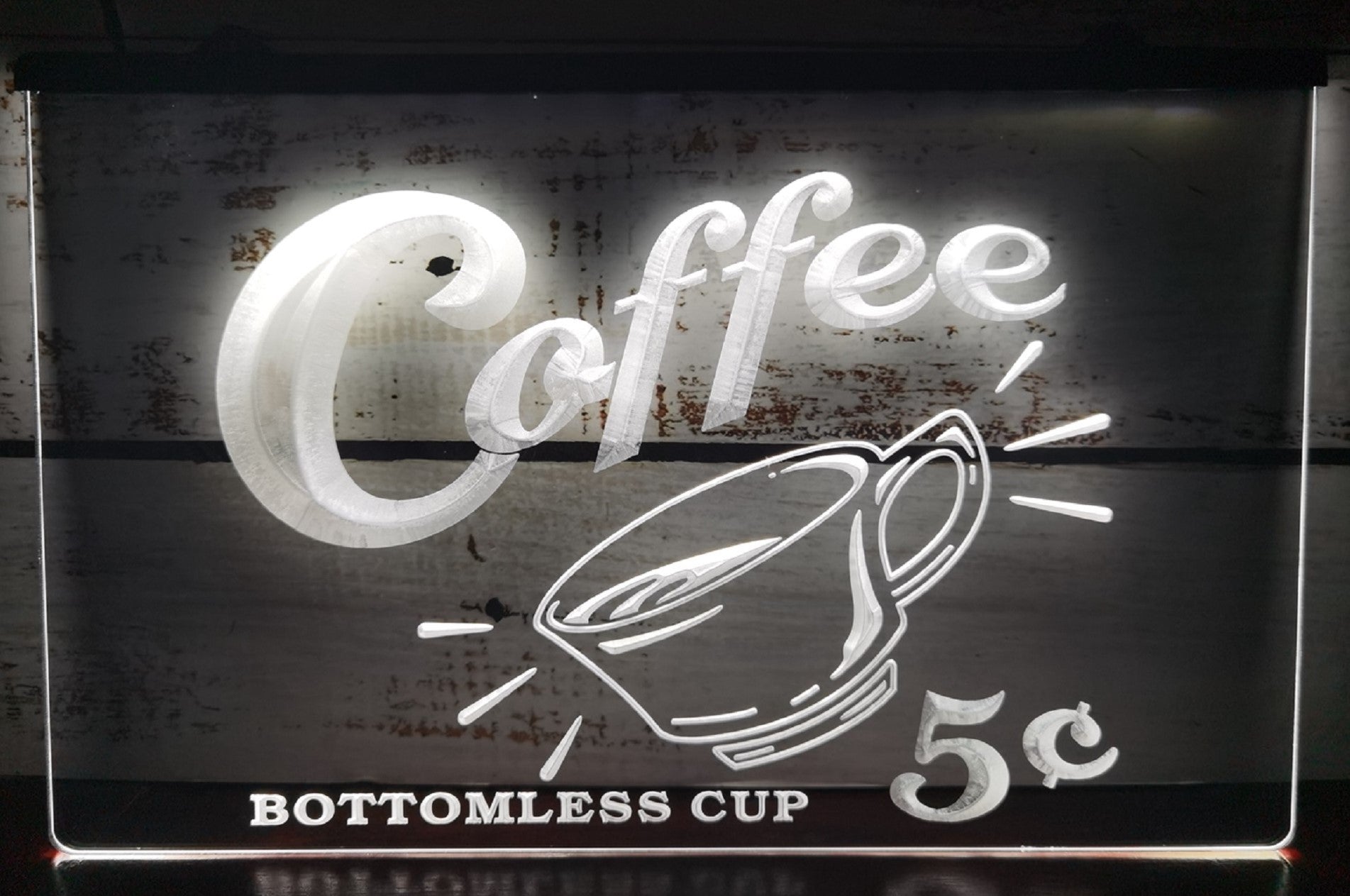 Coffee 5 Cents Bottomless Cup Led Neon Sign Vintage Sign Coffee Shop Decor