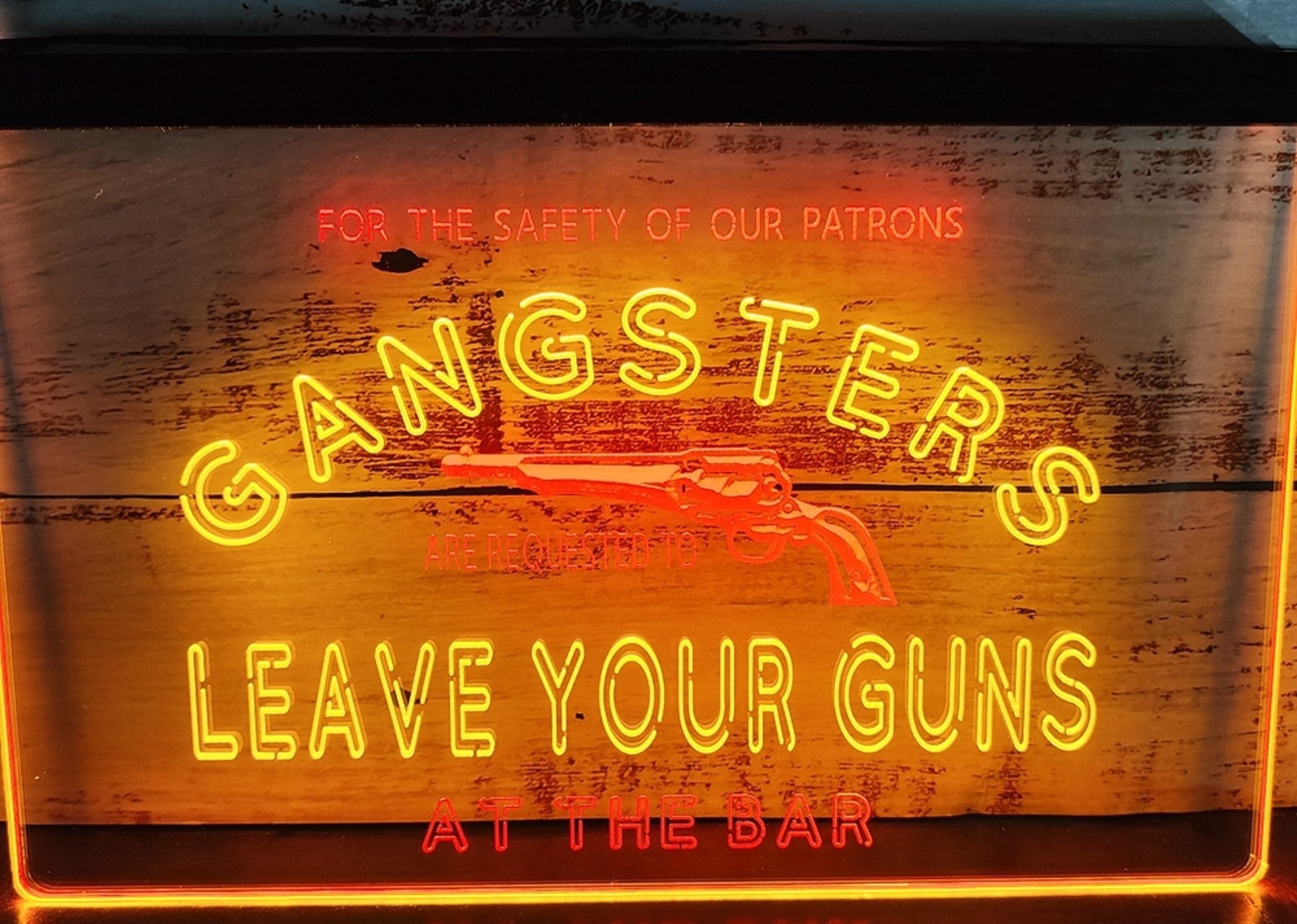 Cowboys Leave Your Guns Led Neon Sign Dual Color Wall Hanging Or Desktop Decor