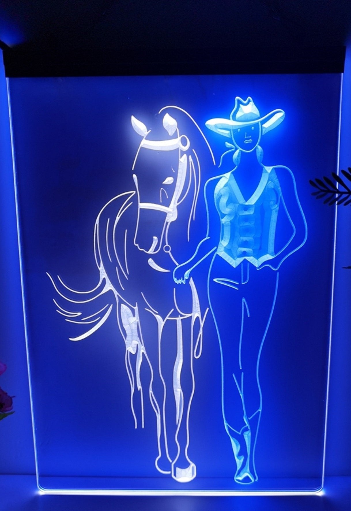 Cowgirl Led Neon Sign Dual Color Western Cowgirl Room Wall Or Desktop Decor