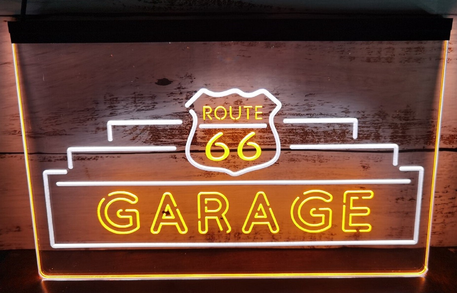 Route 66 Garage Led Neon Sign Dual Color Wall Hanging Desktop Decor