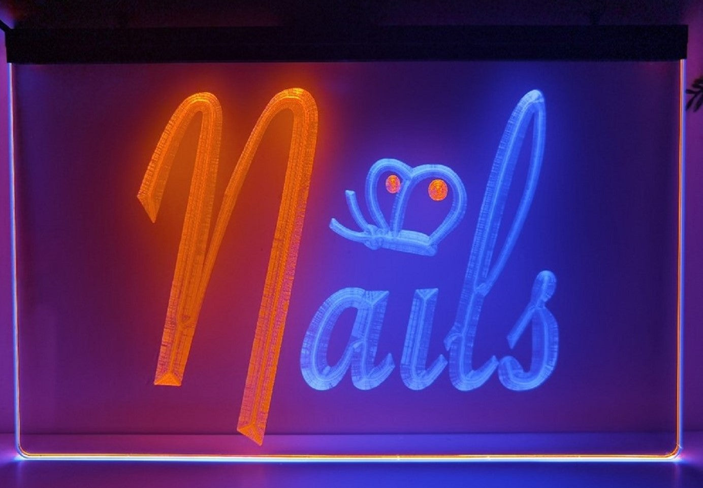 Nails Led Neon Sign Dual Color Beauty Nails Salon Wall Or Desktop Decor