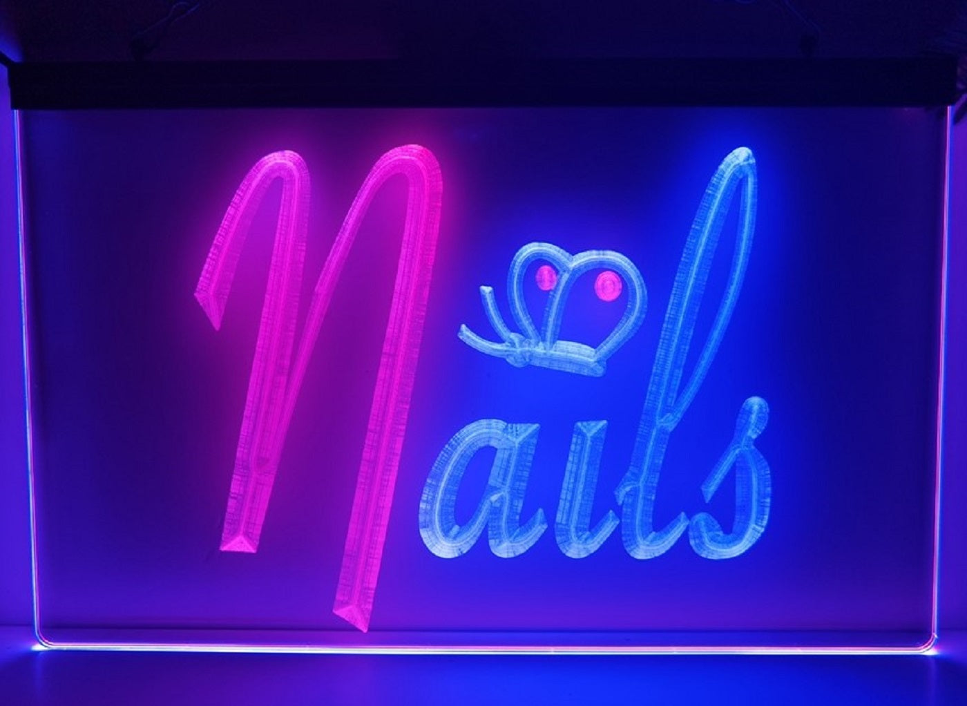 Nails Led Neon Sign Dual Color Beauty Nails Salon Wall Or Desktop Decor