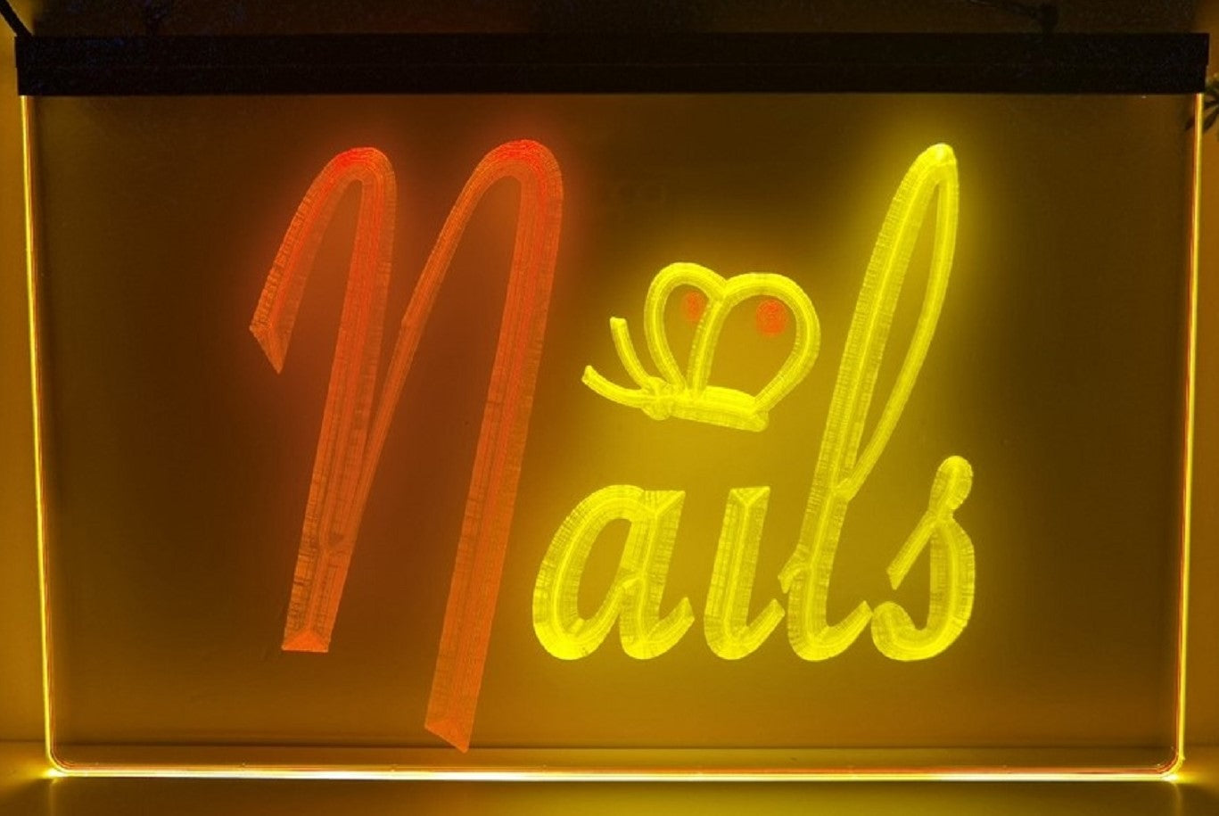 Nails Led Neon Sign Dual Color Beauty Nails Salon Wall Or Desktop Decor