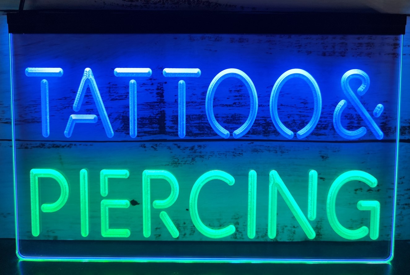 Tattoo & Piercing Led Neon Sign Dual Color Tattoo Salon Shop Decor