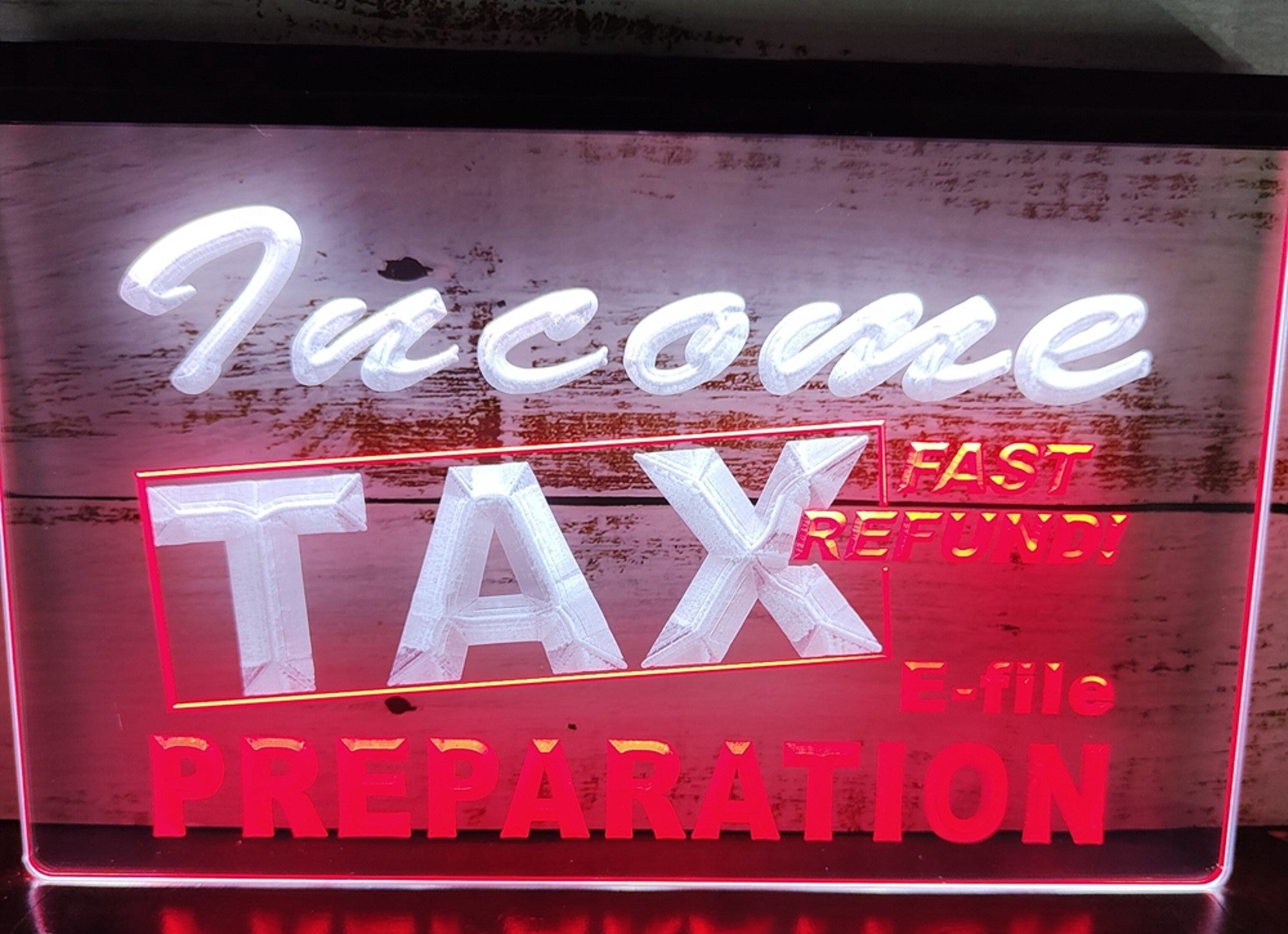 Income Tax Preparation Led Neon Sign Dual Color Accountant Income Tax Service Office Decor