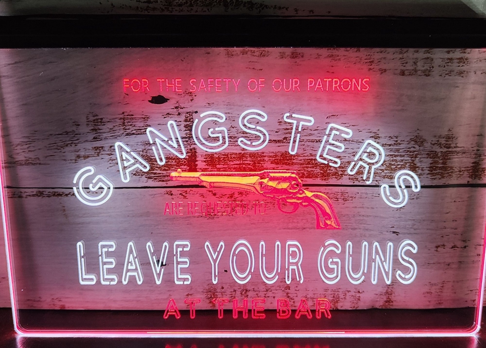 Cowboys Leave Your Guns Led Neon Sign Dual Color Wall Hanging Or Desktop Decor