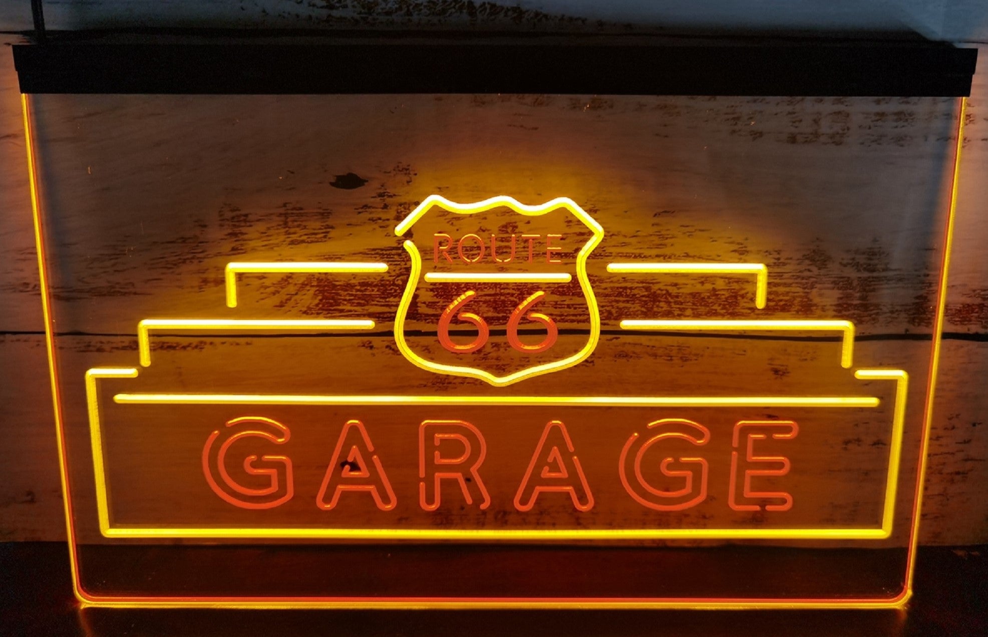 Route 66 Garage Led Neon Sign Dual Color Wall Hanging Desktop Decor