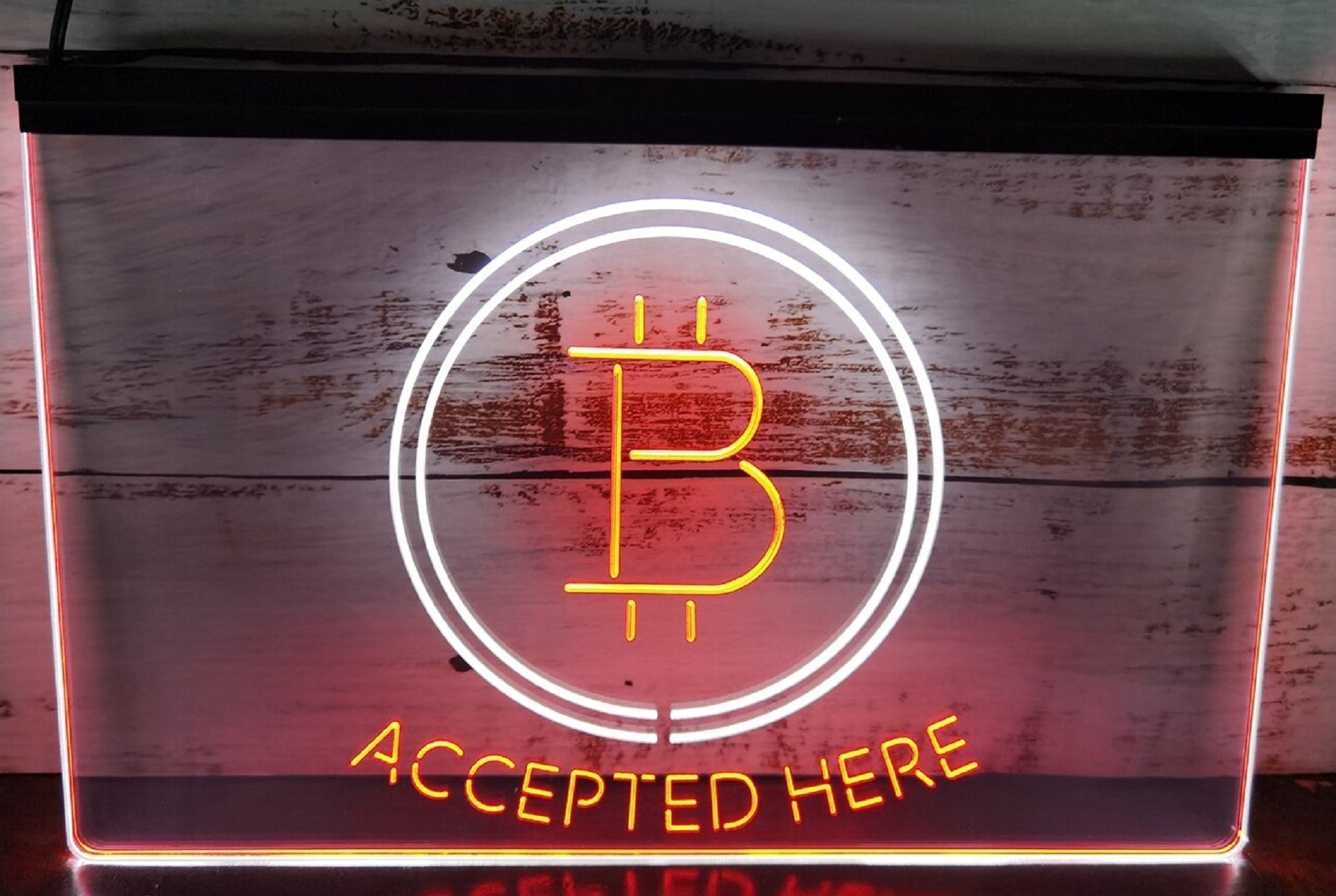 Bitcoin Accepted Here Led Neon Sign Dual Color Store Office Wall Hanging Desktop Decor