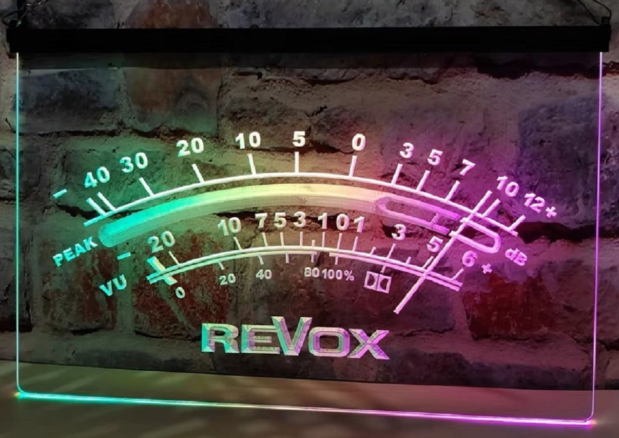 Revox Peak VU dB Led Neon Sign Multi Mode Home Music Room Audio Studio Decor
