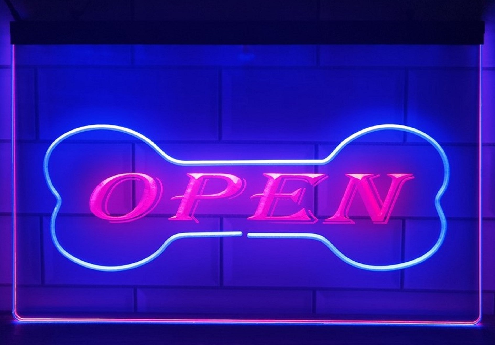 Pet Shop Open Led Neon Sign Dual Color Dog Grooming Pet Shop Decor