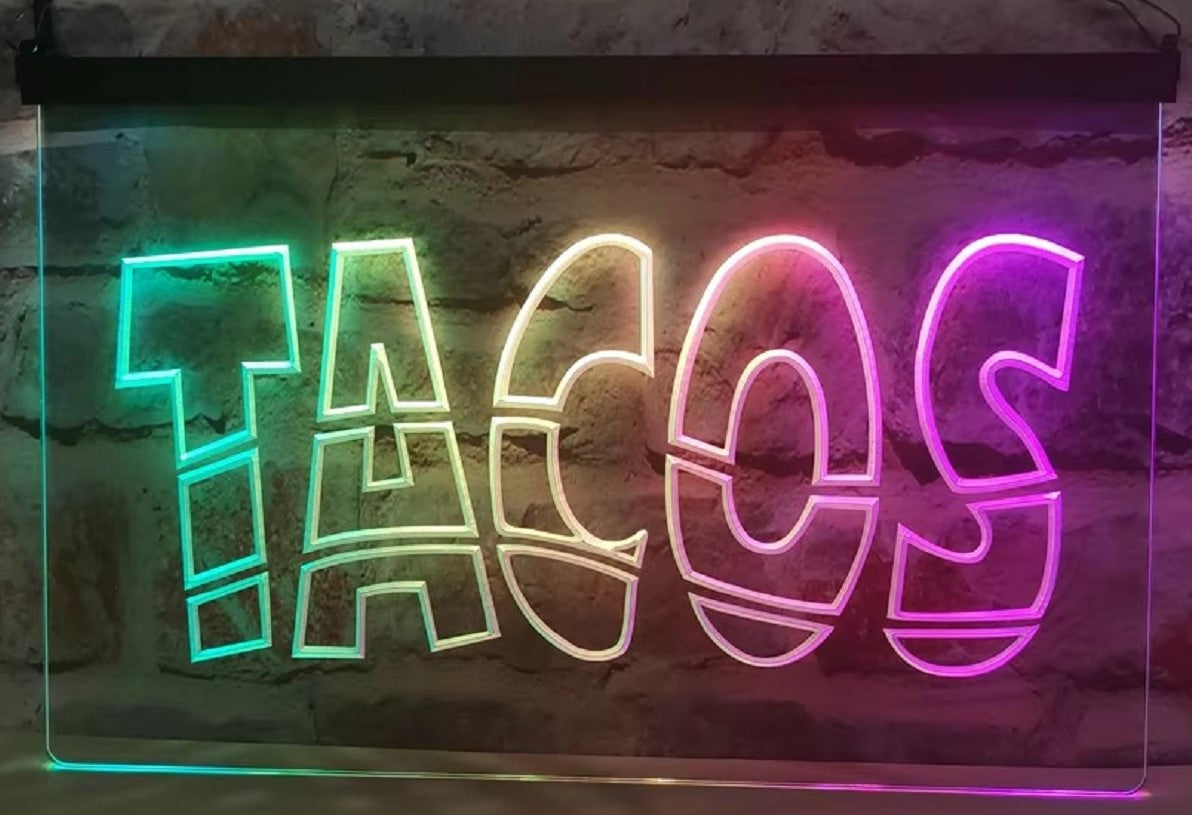 Tacos Led Neon Sign Multi Mode Mexican Restaurant Wall Or Desktop Decor