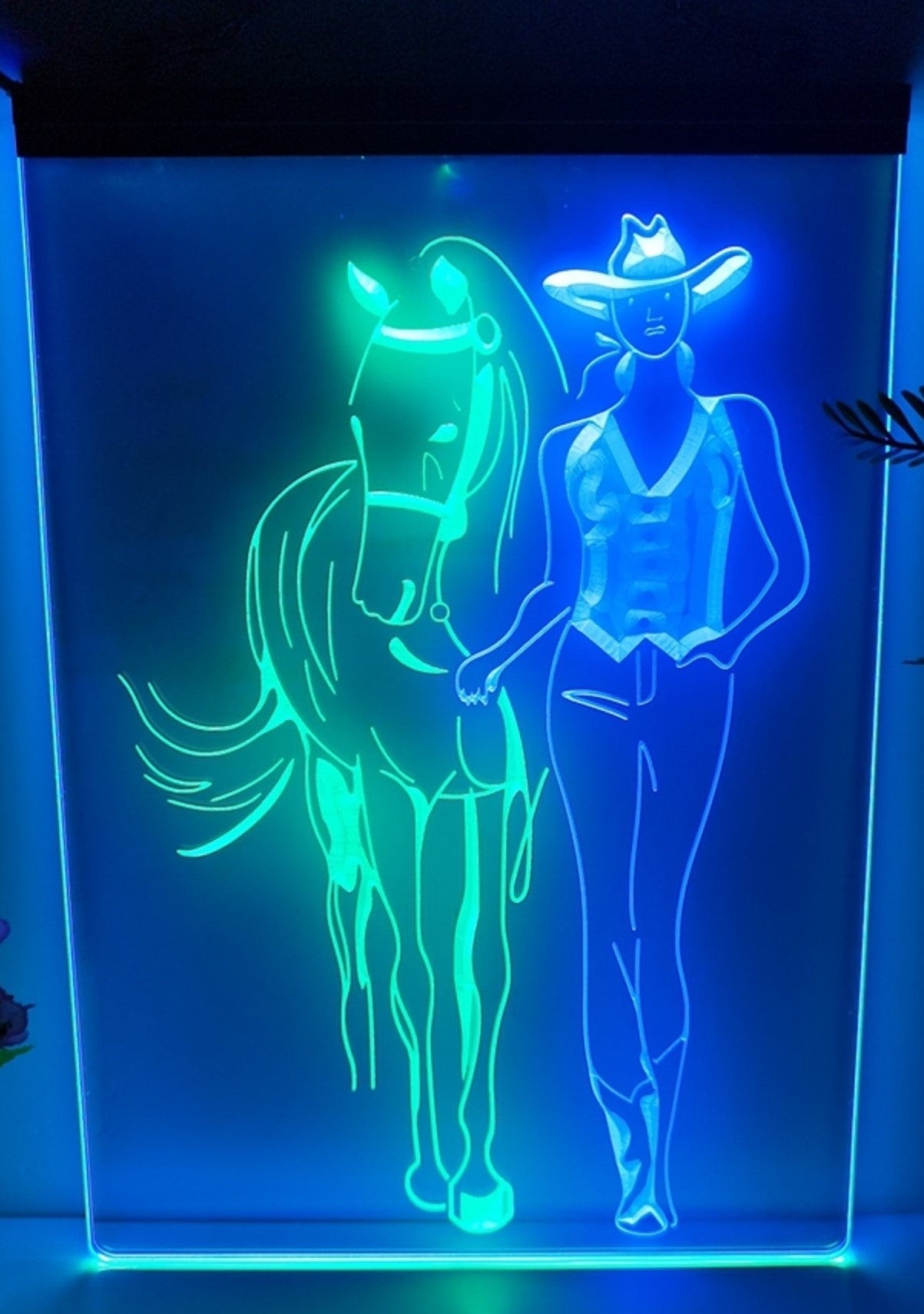 Cowgirl Led Neon Sign Dual Color Western Cowgirl Room Wall Or Desktop Decor