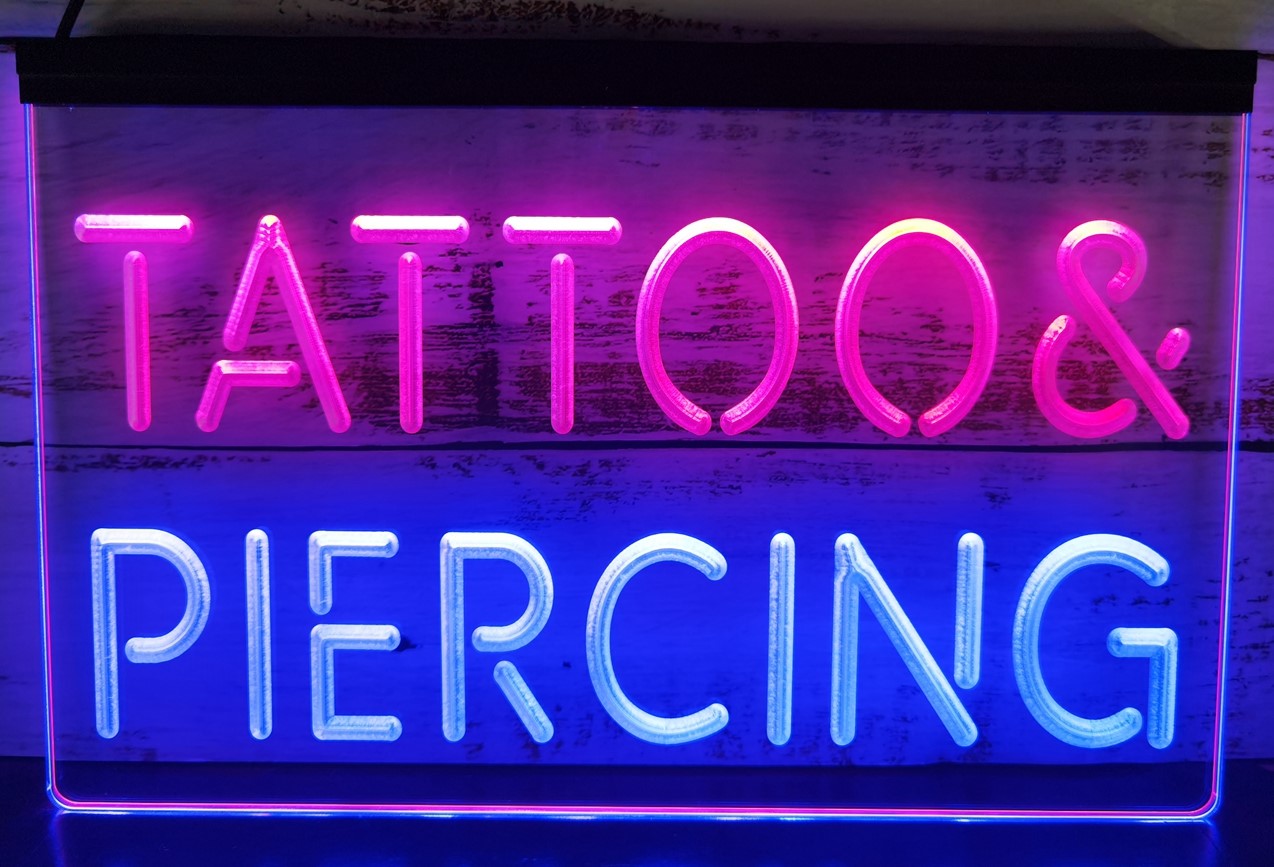 Tattoo & Piercing Led Neon Sign Dual Color Tattoo Salon Shop Decor