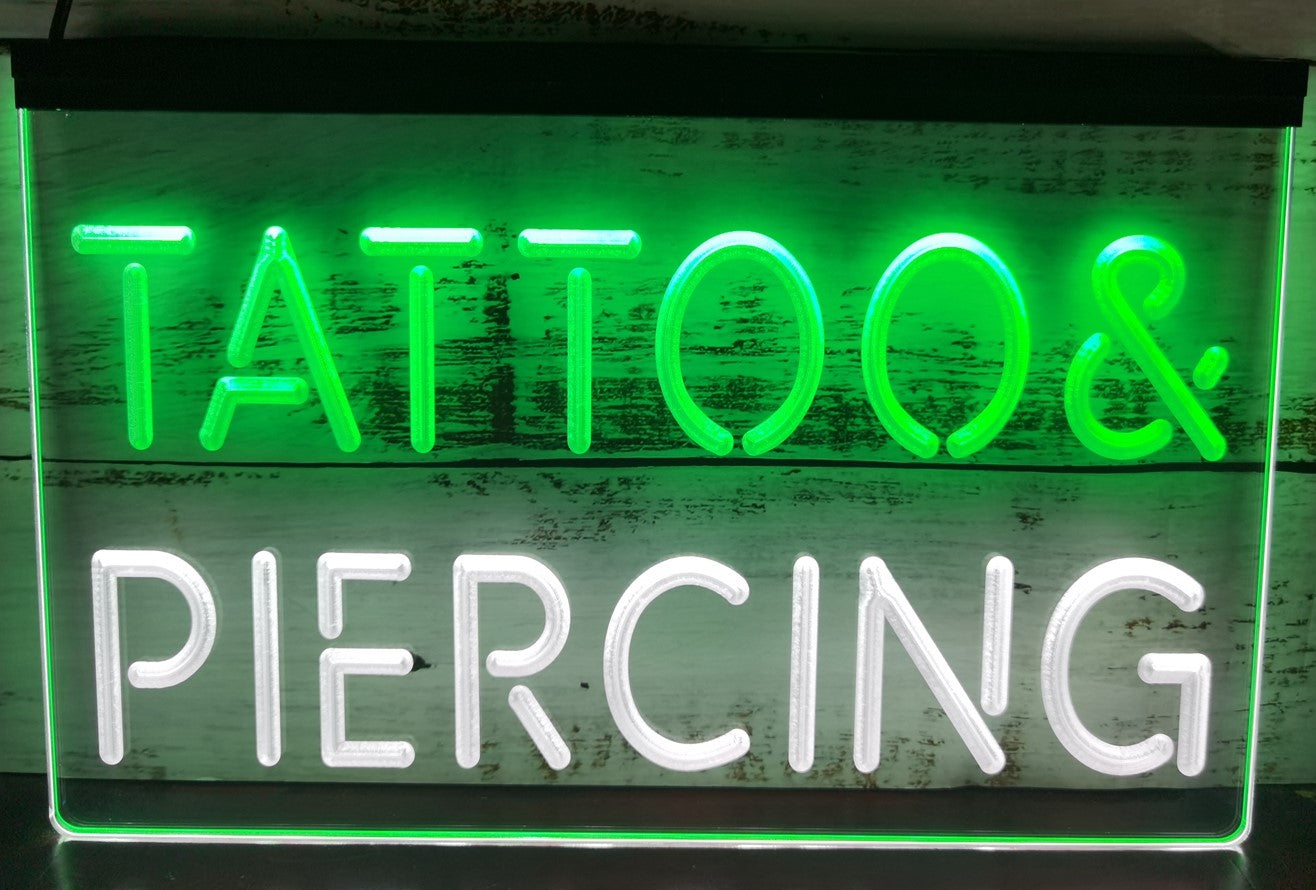 Tattoo & Piercing Led Neon Sign Dual Color Tattoo Salon Shop Decor