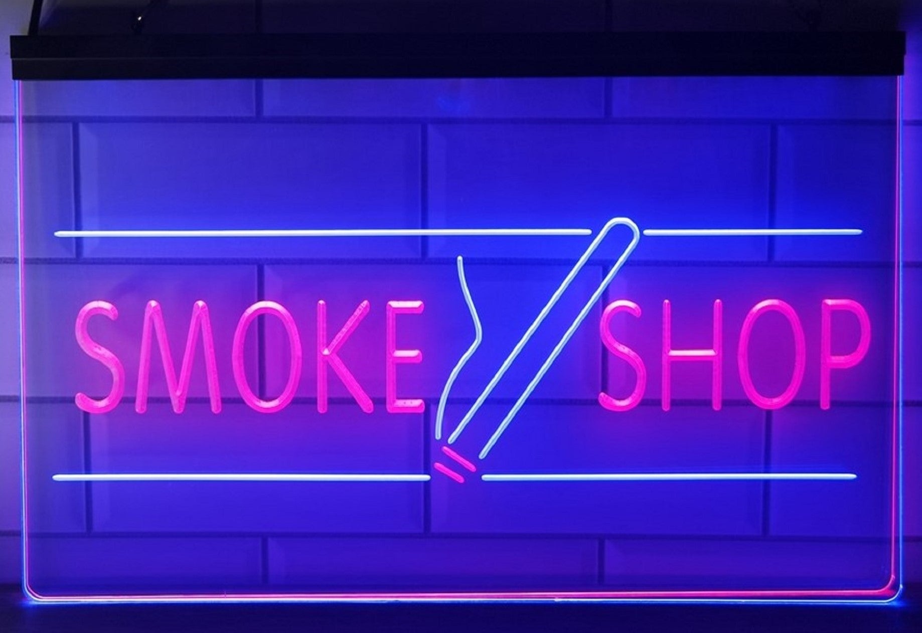 Smoke Shop Led Neon Sign Dual Color Cigar Vape Smoke Shop Decor