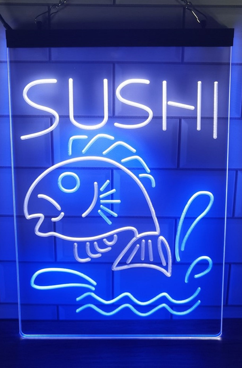 Sushi Fish Led Neon Sign Dual Color Sushi Japanese Restaurant Decor