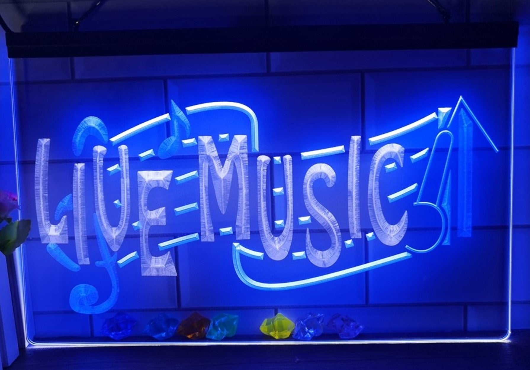 Live Music Led Neon Sign Dual Color Home Music Room Studio Music Shop Decor
