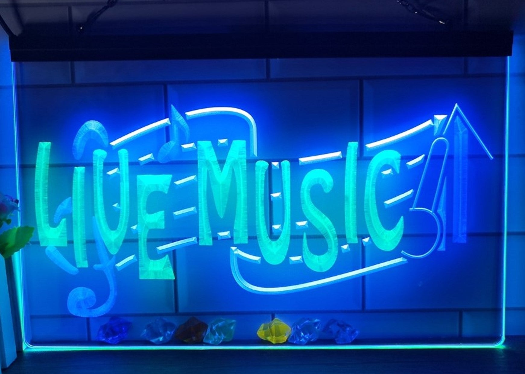 Live Music Led Neon Sign Dual Color Home Music Room Studio Music Shop Decor