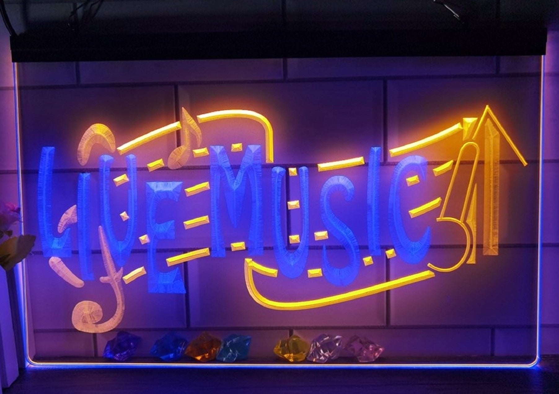 Live Music Led Neon Sign Dual Color Home Music Room Studio Music Shop Decor