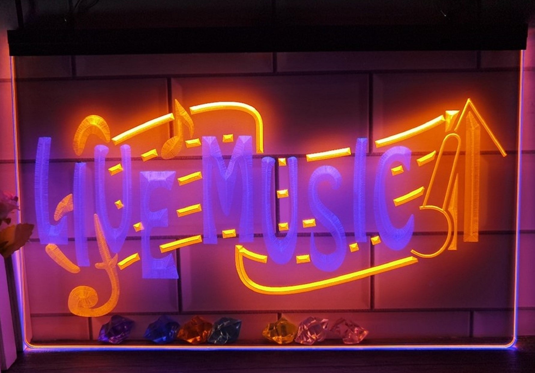 Live Music Led Neon Sign Dual Color Home Music Room Studio Music Shop Decor