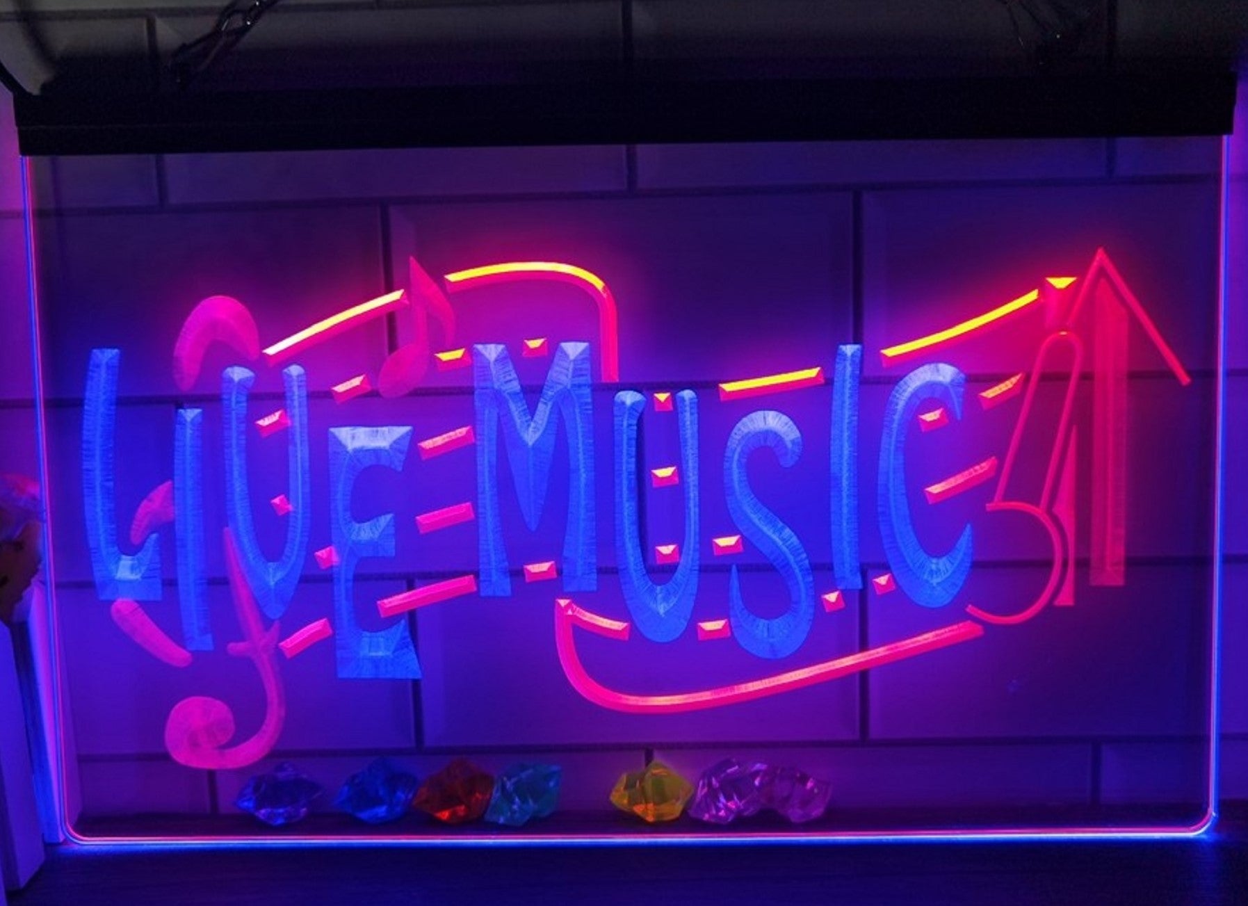 Live Music Led Neon Sign Dual Color Home Music Room Studio Music Shop Decor