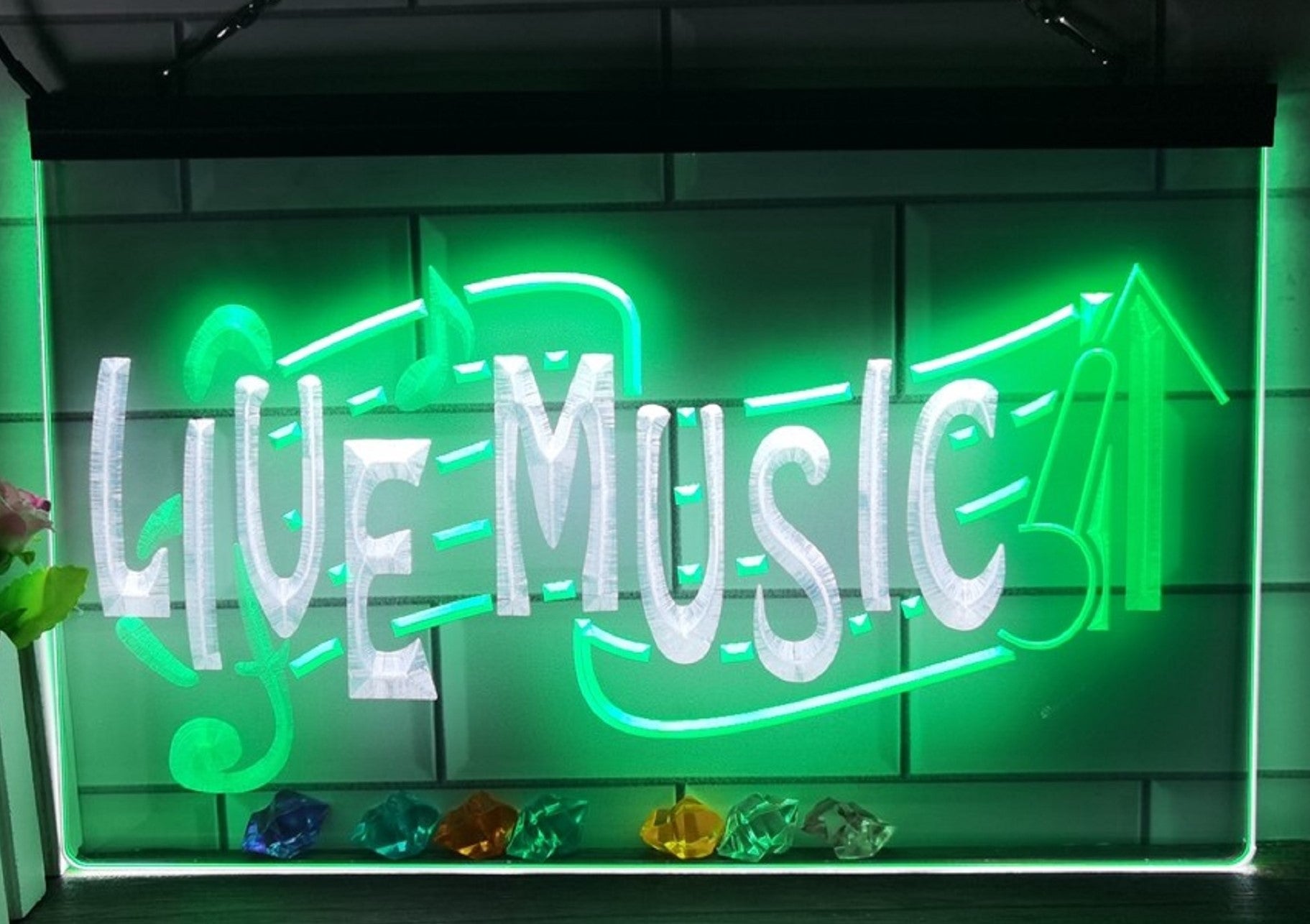 Live Music Led Neon Sign Dual Color Home Music Room Studio Music Shop Decor