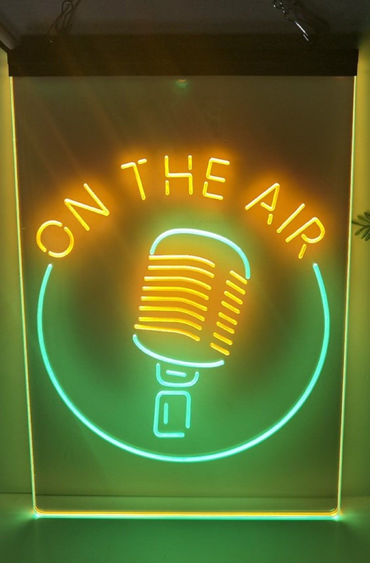 On The Air Mic Led Neon Sign Dual Color Home Studio Room Audio Radio Studio Decor