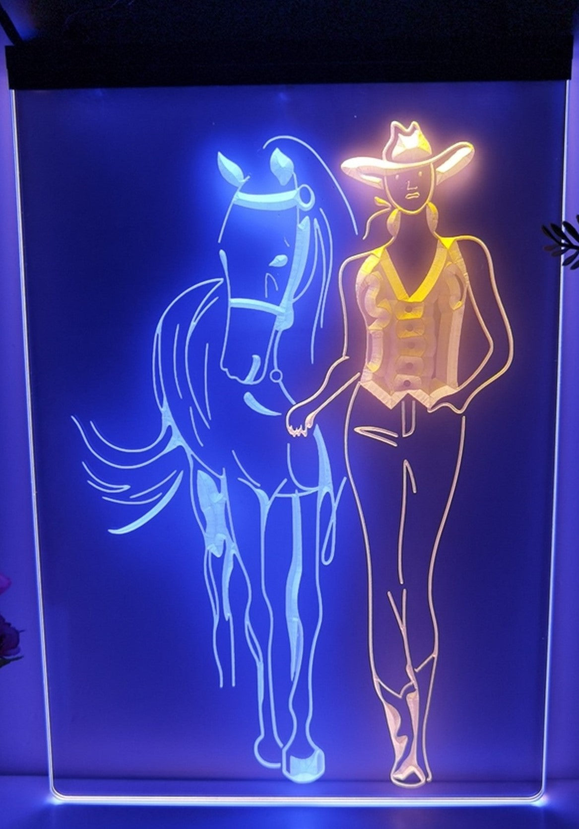 Cowgirl Led Neon Sign Dual Color Western Cowgirl Room Wall Or Desktop Decor