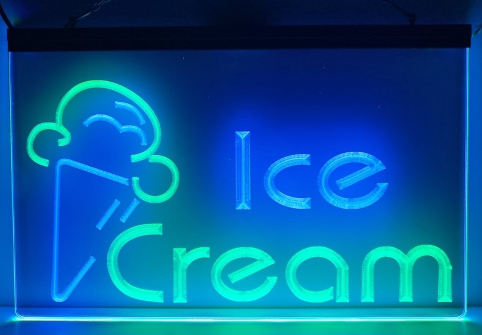 Ice Cream Led Neon Sign Dual Color Ice Cream Smoothie Slushie Store Decor