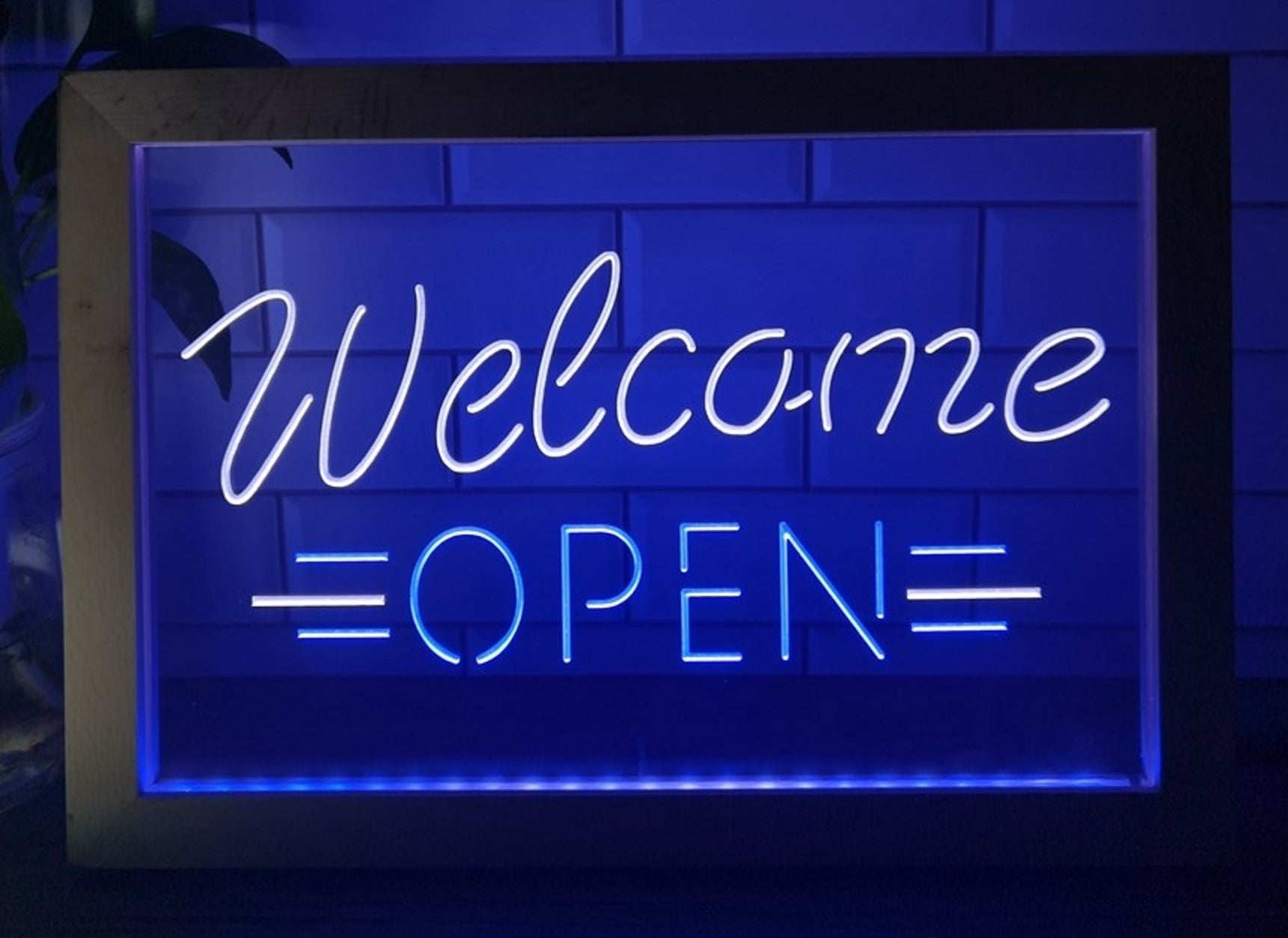 Welcome Open Led Neon Sign Framed Store Shop Coffee Shop Restaurant Decor
