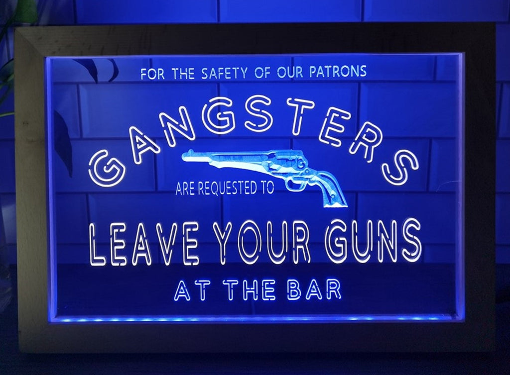 Cowboys Leave Your Guns Led Neon Sign Framed Wall Hanging Or Desktop Decor