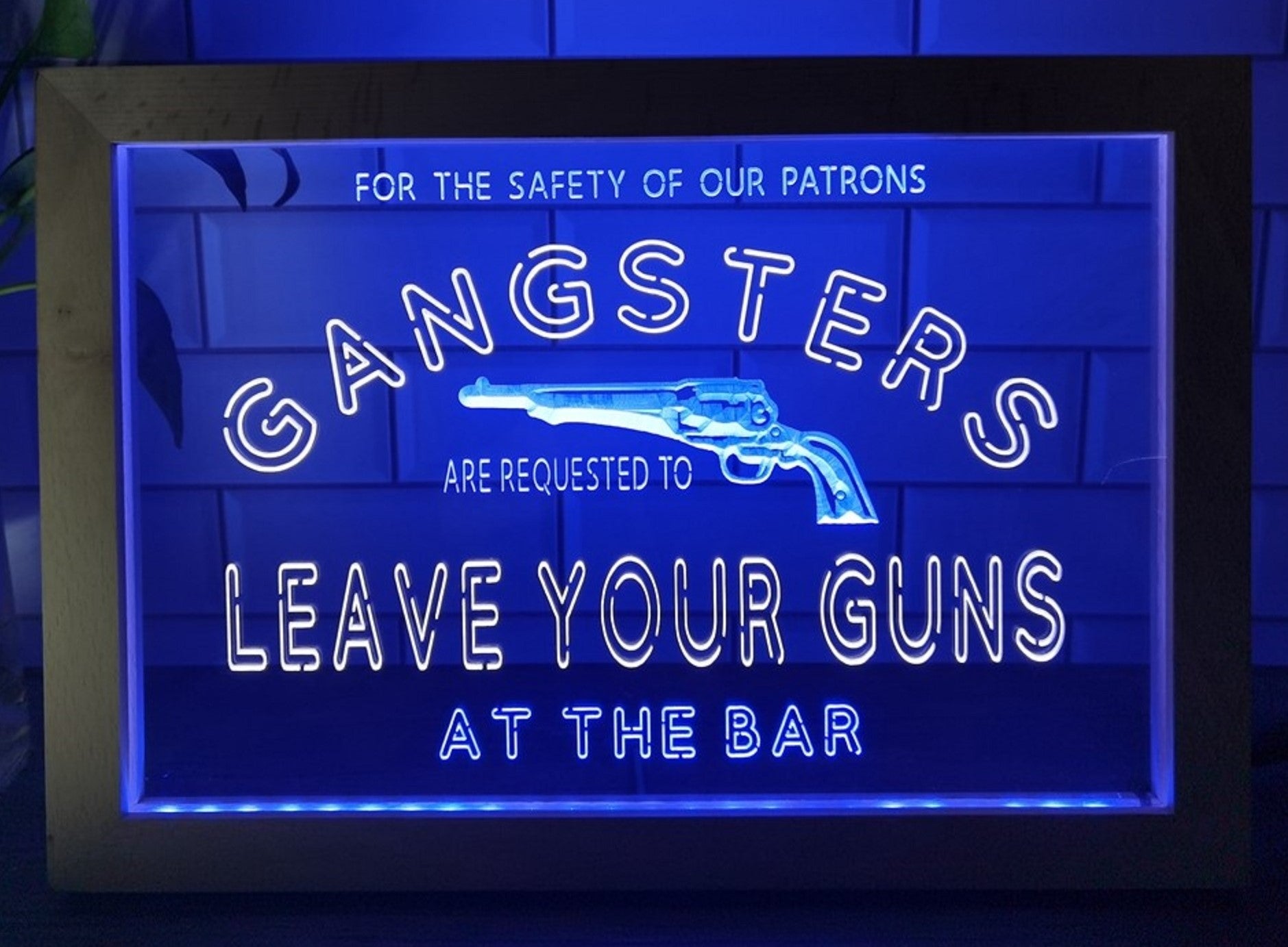 Cowboys Leave Your Guns Led Neon Sign Framed Wall Hanging Or Desktop Decor
