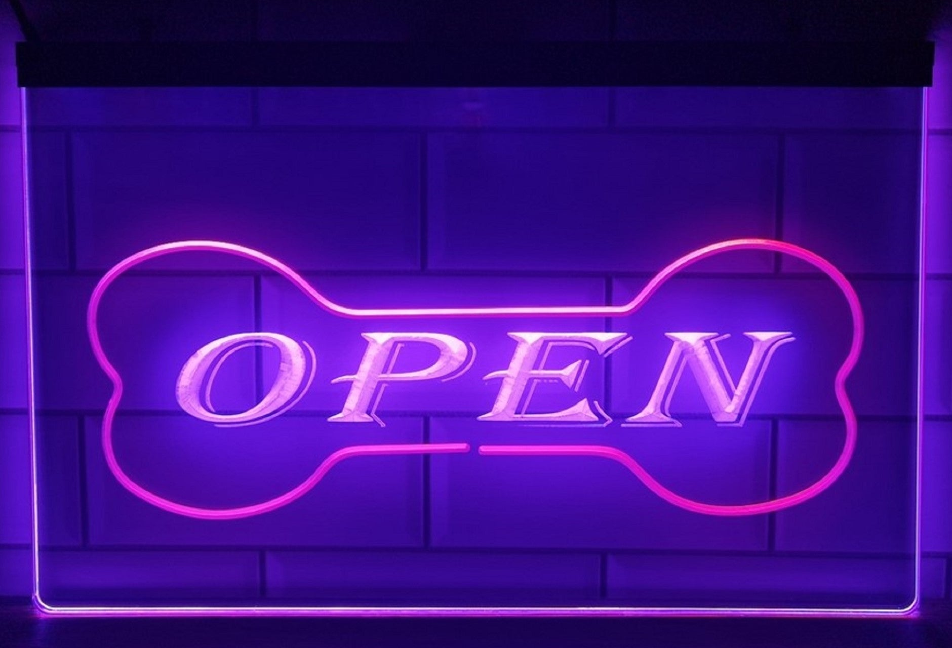 Pet Shop Open Led Neon Sign Dual Color Dog Grooming Pet Shop Decor
