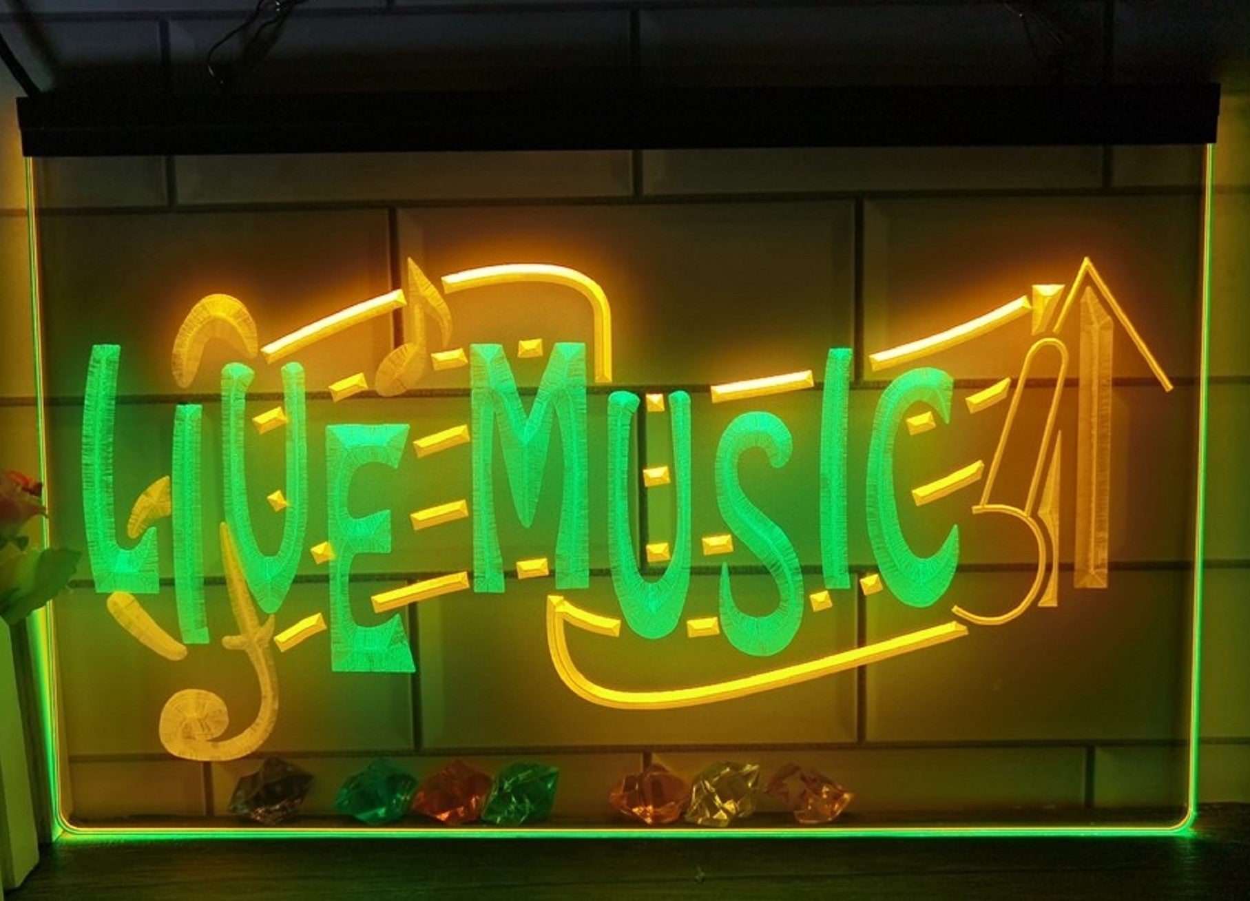 Live Music Led Neon Sign Dual Color Home Music Room Studio Music Shop Decor