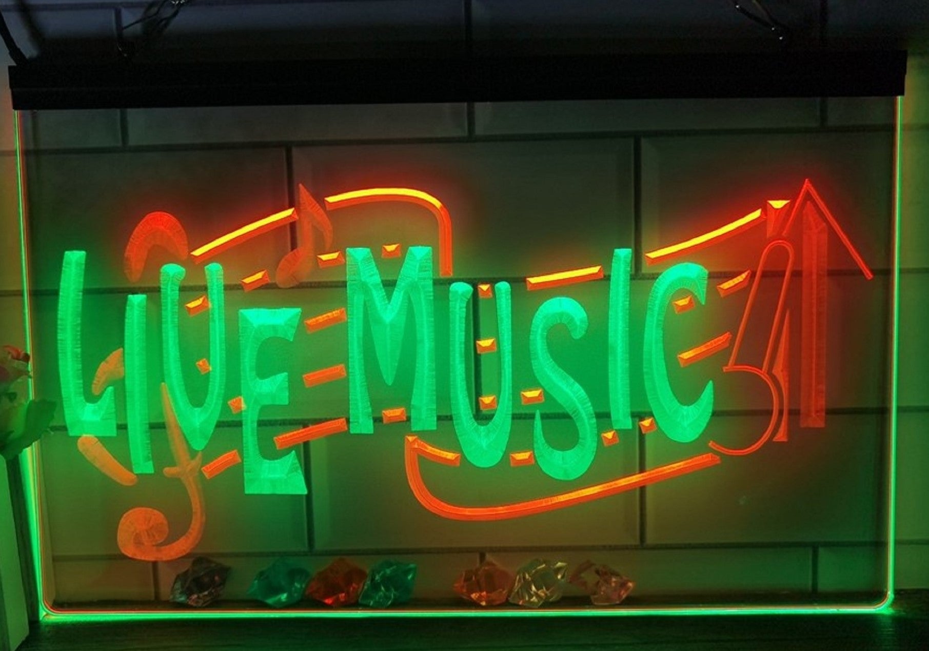 Live Music Led Neon Sign Dual Color Home Music Room Studio Music Shop Decor