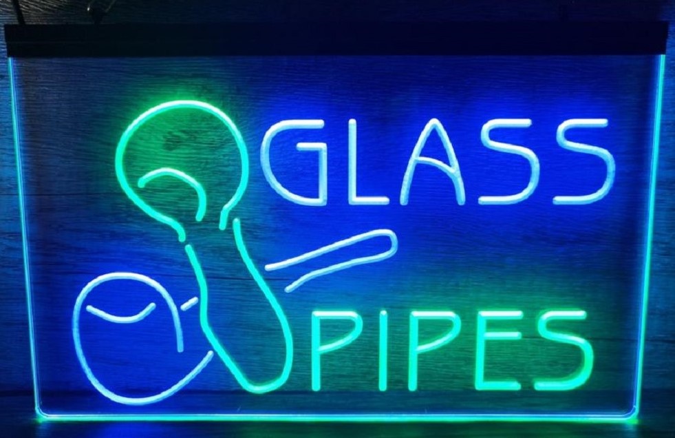 Glass Pipes Led Neon Sign Dual Color Cigar Smoke Vape Shop Decor