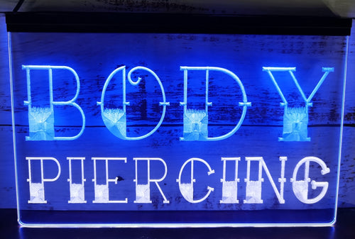 Body Piercing Led Neon Sign Dual Color Tattoo Salon Shop Decor