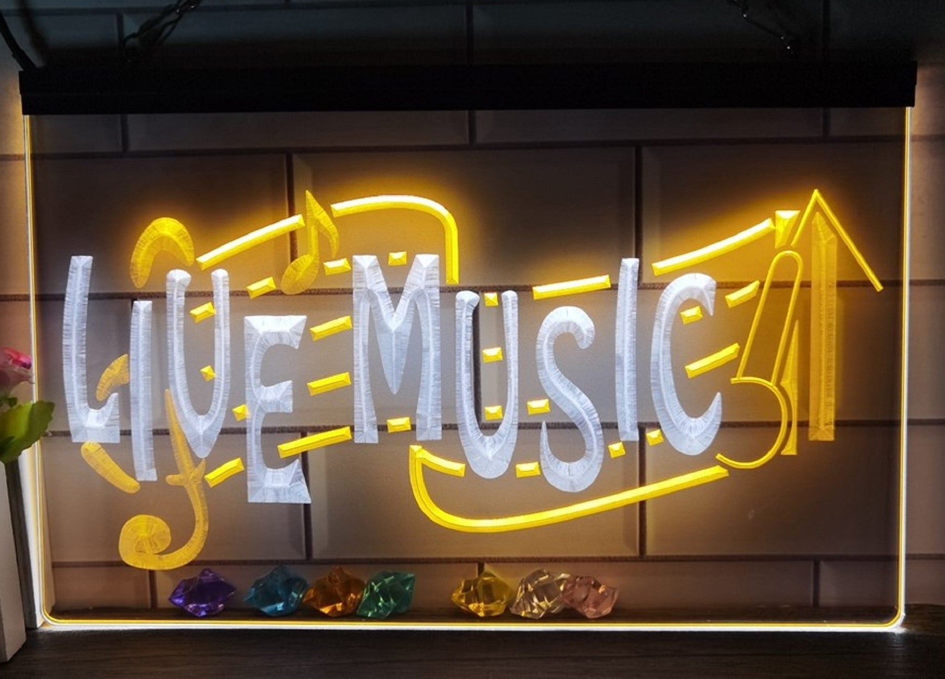 Live Music Led Neon Sign Dual Color Home Music Room Studio Music Shop Decor