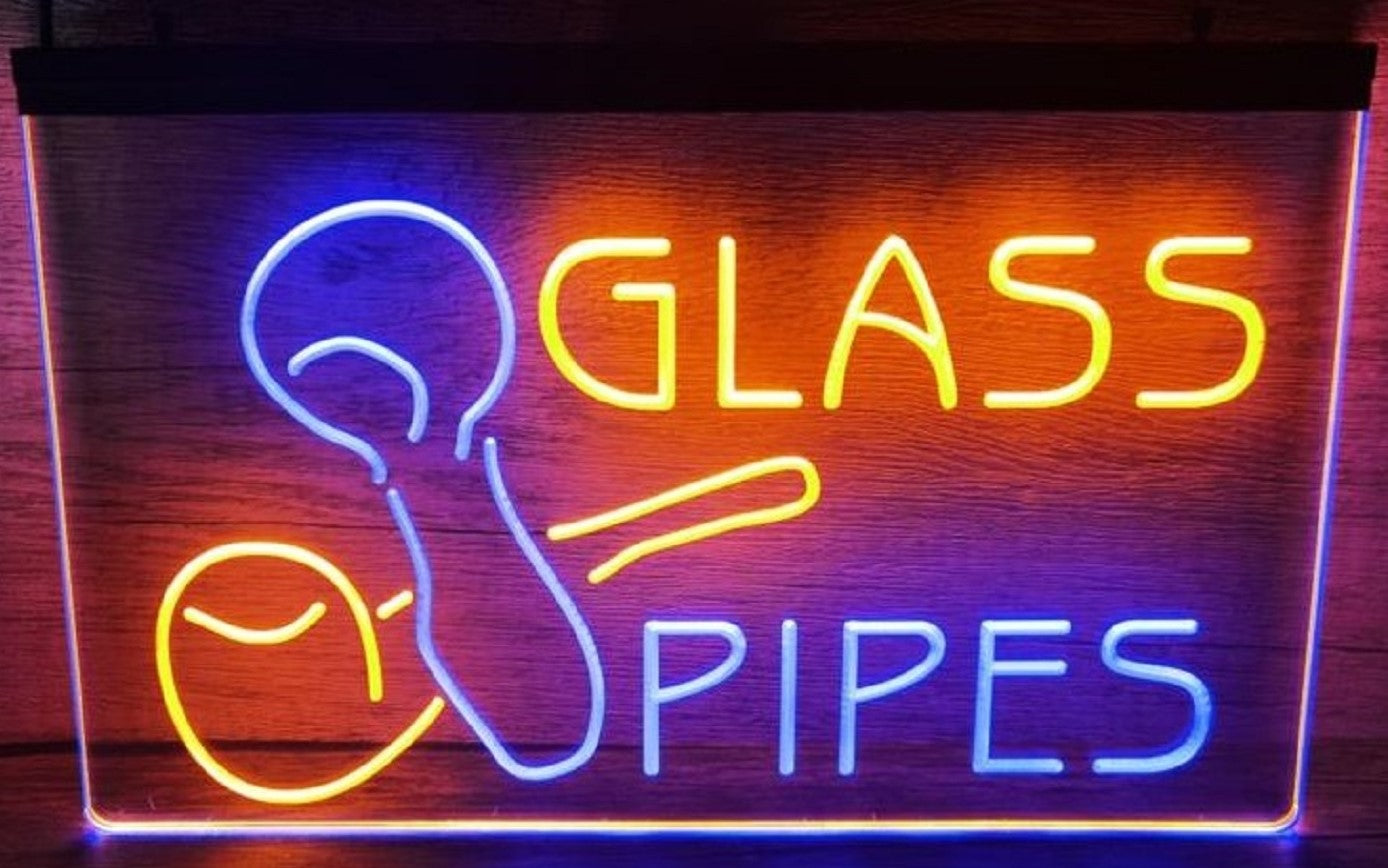 Glass Pipes Led Neon Sign Dual Color Cigar Smoke Vape Shop Decor