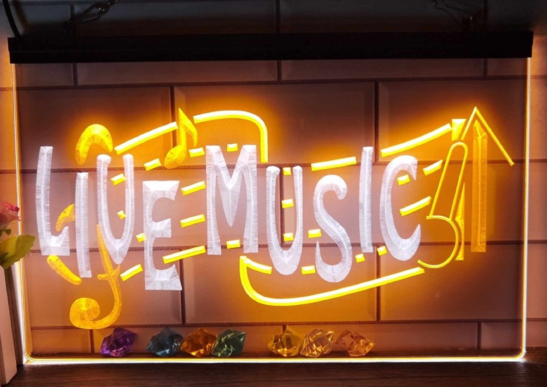 Live Music Led Neon Sign Dual Color Home Music Room Studio Music Shop Decor