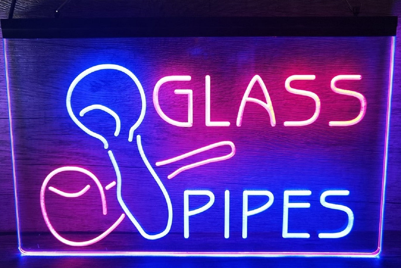 Glass Pipes Led Neon Sign Dual Color Cigar Smoke Vape Shop Decor