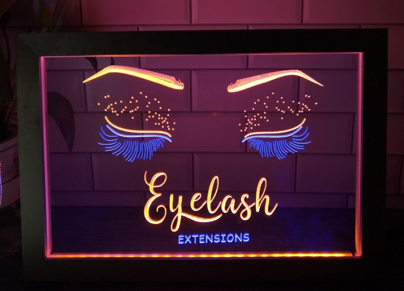 Eyelash Extension Led Neon Sign Framed Beauty Eyelash Nail Salon Decor