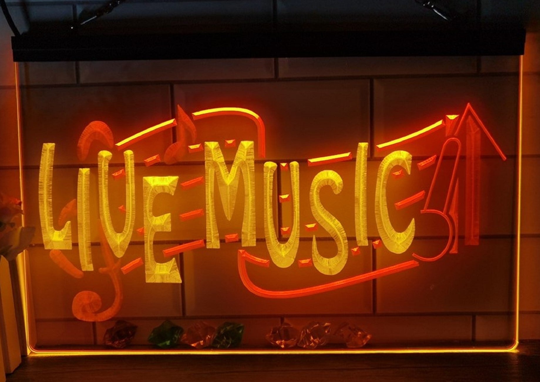 Live Music Led Neon Sign Dual Color Home Music Room Studio Music Shop Decor