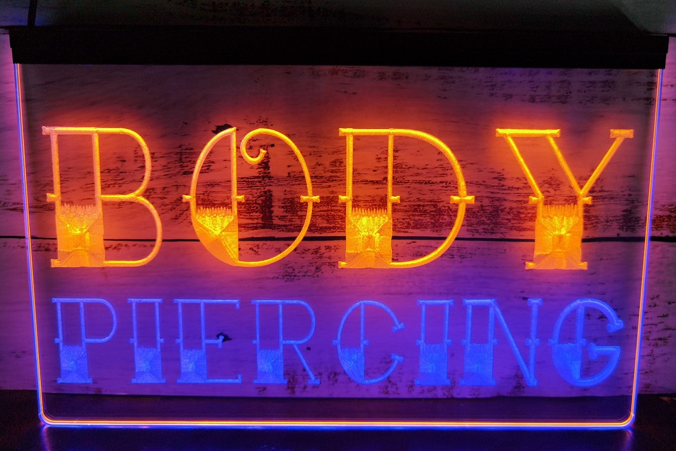 Body Piercing Led Neon Sign Dual Color Tattoo Salon Shop Decor