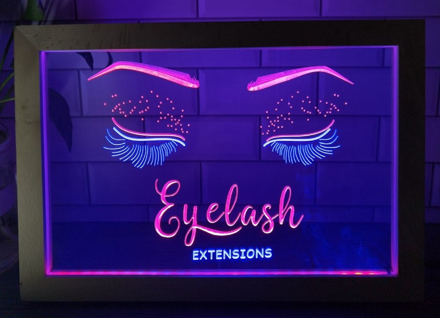 Eyelash Extension Led Neon Sign Framed Beauty Eyelash Nail Salon Decor