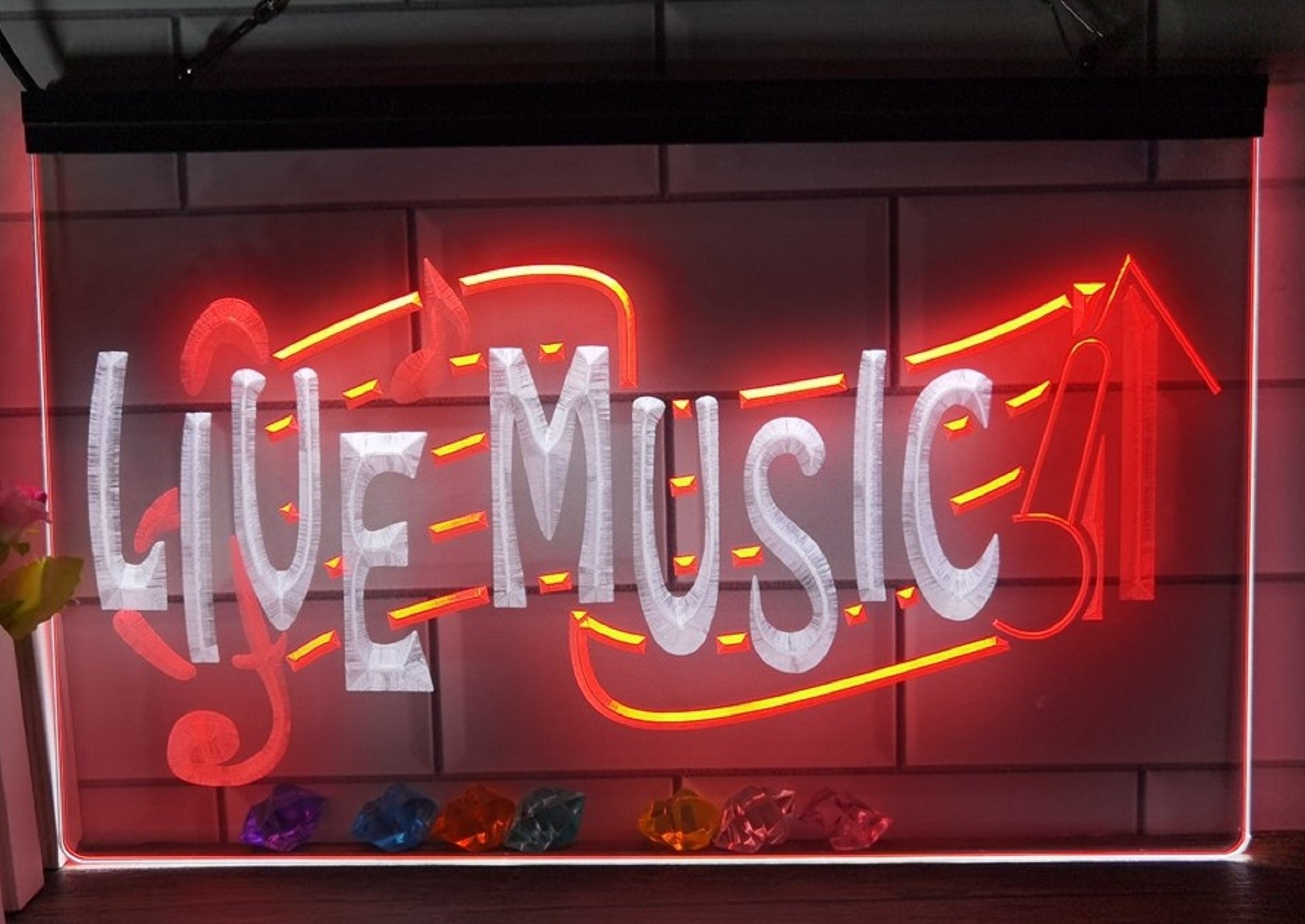 Live Music Led Neon Sign Dual Color Home Music Room Studio Music Shop Decor