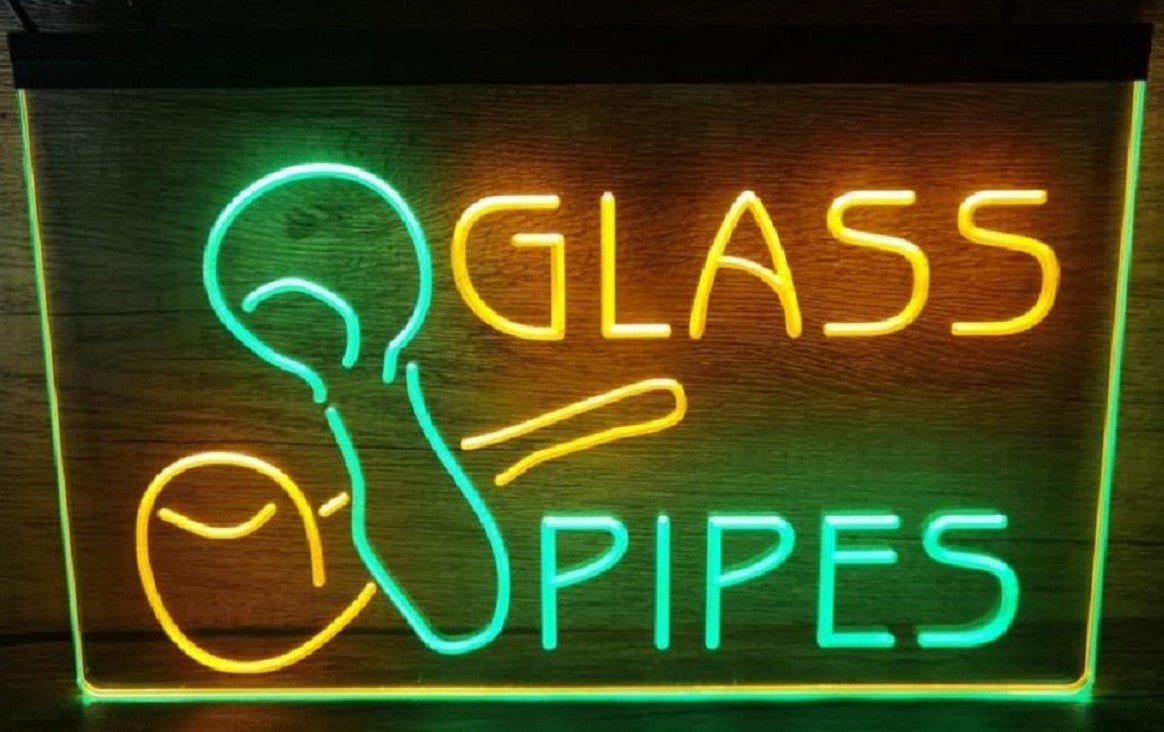 Glass Pipes Led Neon Sign Dual Color Cigar Smoke Vape Shop Decor
