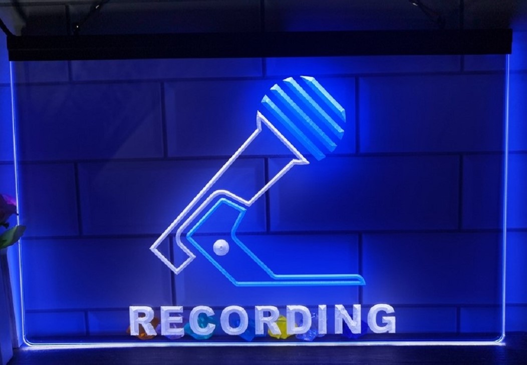 Recording Microphone Led Neon Sign Dual Color Home Studio Room Audio Studio Decor