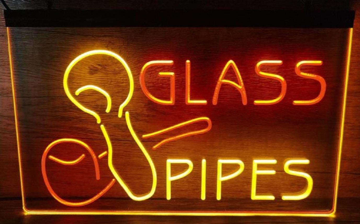 Glass Pipes Led Neon Sign Dual Color Cigar Smoke Vape Shop Decor