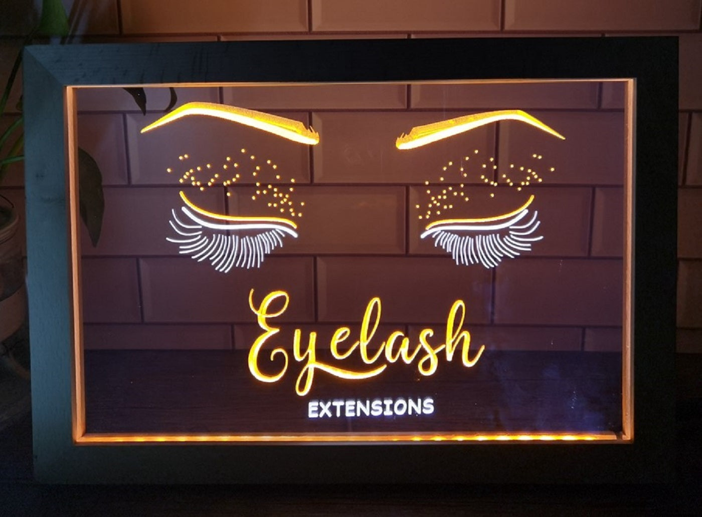 Eyelash Extension Led Neon Sign Framed Beauty Eyelash Nail Salon Decor